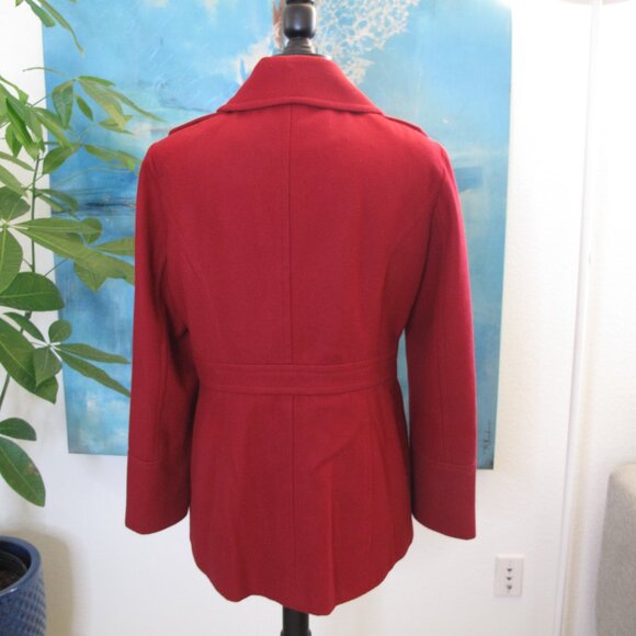 MICHAEL KORS Red Wool Blend Pea Coat - Picture 3 of 10